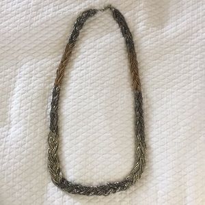 Braided metallic bedded necklace